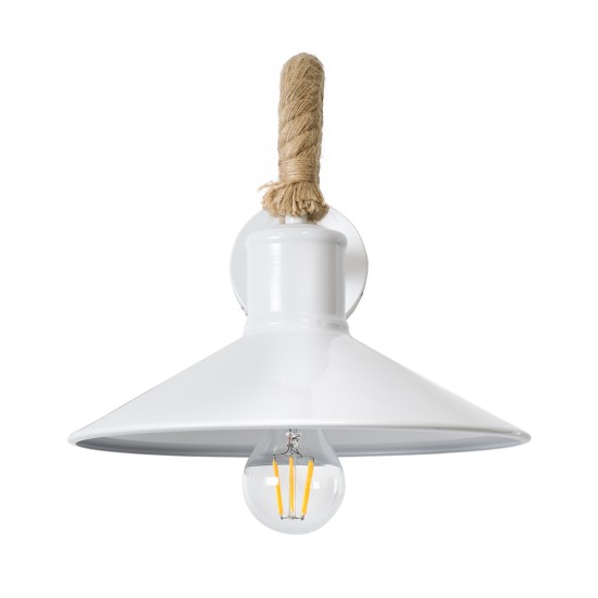 VINSA 01130 Boho Φωτιστικό Τοίχου - Απλίκα με Ντουί 1 x E27 AC 220-240V IP20 - Λευκό & Μπεζ - Μ37.5 x Π26.7 x Υ25cm