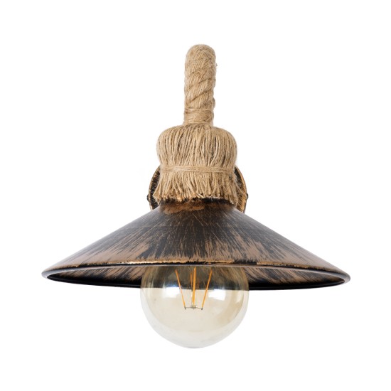 BRASSO 01132 Vintage Φωτιστικό Τοίχου - Απλίκα με Ντουί 1 x E27 AC 220-240V IP20 - Μπεζ & Χάλκινο Εφέ Σκουριάς - Μ38 x Π26.7 x Υ22cm