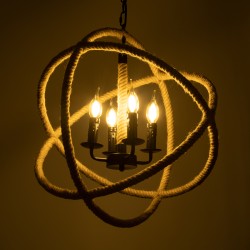 VITRUVIAN 01141 Boho Κρεμαστό Φωτιστικό Οροφής με Ντουί 4 x E14 AC 220-240V IP20 - Μαύρο & Μπεζ - Μ53 x Π53 x Υ53cm