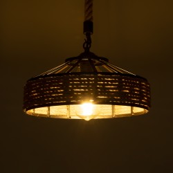 SAHARA 01146 Boho Κρεμαστό Φωτιστικό Οροφής με Ντουί 1 x E27 AC 220-240V IP20 - Μπεζ & Μαύρο - Μ31 x Π31 x Υ14cm