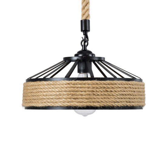 SAHARA 01146 Boho Κρεμαστό Φωτιστικό Οροφής με Ντουί 1 x E27 AC 220-240V IP20 - Μπεζ & Μαύρο - Μ31 x Π31 x Υ14cm