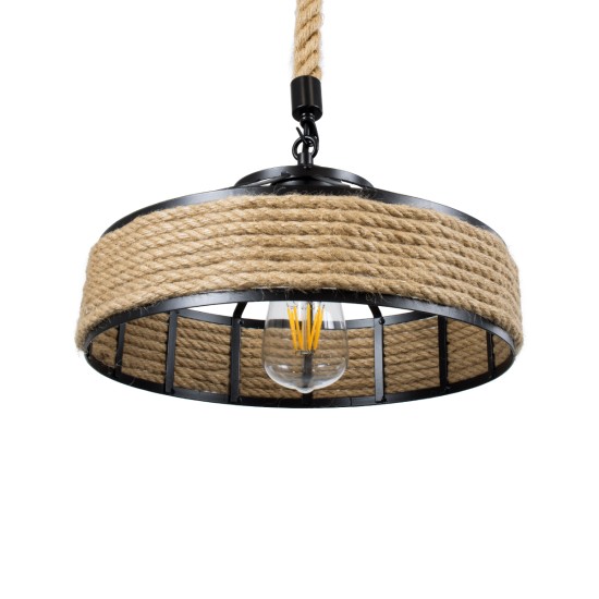 SAHARA 01146 Boho Κρεμαστό Φωτιστικό Οροφής με Ντουί 1 x E27 AC 220-240V IP20 - Μπεζ & Μαύρο - Μ31 x Π31 x Υ14cm