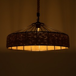 POLI 01147 Vintage Κρεμαστό Φωτιστικό Οροφής με Ντουί 1 x E27 AC 220-240V IP20 - Μαύρο & Μπεζ - Μ40 x Π40 x Υ32cm