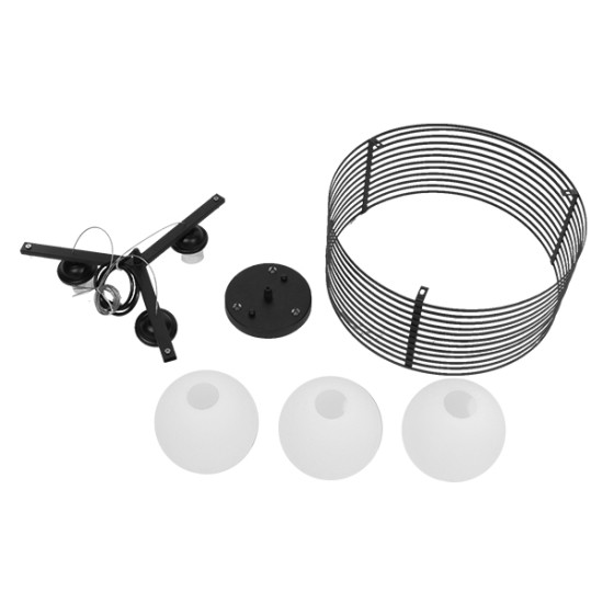 KEVIA 01150 Μοντέρνο Κρεμαστό Φωτιστικό Οροφής με Ντουί 3 x E27 AC 220-240V IP20 - Μαύρο & Λευκό - Μ40 x Π40 x Υ17.5cm