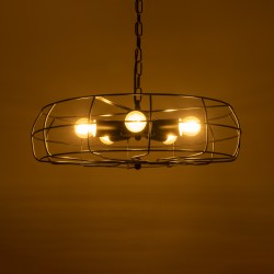 HELIX 01164 Vintage Κρεμαστό Φωτιστικό Οροφής με Ντουί 5 x E27 AC 220-240V IP20 - Μαύρο - Μ46 x Π46 x Υ13cm