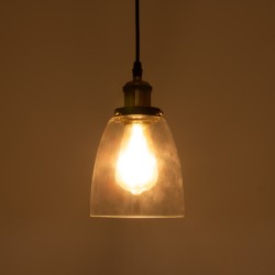 WICKHAM 01168 Vintage Κρεμαστό Φωτιστικό Οροφής με Ντουί 1 x E27 AC 220-240V IP20 - Χρυσό & Διάφανο - Μ14 x Π14 x Y23cm