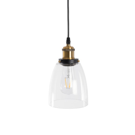WICKHAM 01168 Vintage Κρεμαστό Φωτιστικό Καμπάνα Μονόφωτο 1 x E27 IP20 Διάφανο Γυαλί με Μαύρο & Χρυσό Μέταλλο - Μ14 x Π14 x Y23cm WICKHAM 01168 Vintage Κρεμαστό Φωτιστικό Καμπάνα Μονόφωτο 1 x E27 IP20 Διάφανο Γυαλί με Μαύρο & Χρυσό Μέταλλο - Μ14 x Π14 x Y23cm
