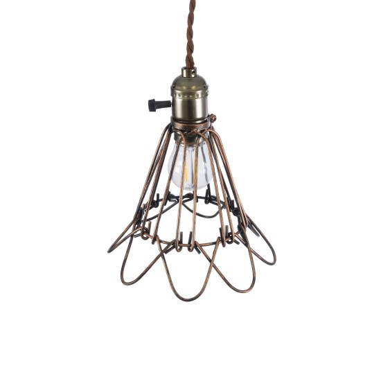 FLOWERON 01180 Vintage Κρεμαστό Φωτιστικό Πλέγμα Μονόφωτο 1 x E27 IP20 Χάλκινο & Μπρούτζινο Μέταλλο - Μ10 x Π10 x Y20cm FLOWERON 01180 Vintage Κρεμαστό Φωτιστικό Πλέγμα Μονόφωτο 1 x E27 IP20 Χάλκινο & Μπρούτζινο Μέταλλο - Μ10 x Π10 x Y20cm