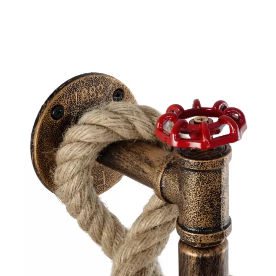 TROUVER 01183 Vintage Επιτοίχιο Φωτιστικό Απλίκα Μονόφωτο 1 x E27 IP20 Μπρούτζινο & Κόκκινο Μέταλλο με Μπεζ Σχοινί Μ14.5 x Π3.3 x Υ16cm TROUVER 01183 Vintage Επιτοίχιο Φωτιστικό Απλίκα Μονόφωτο 1 x E27 IP20 Μπρούτζινο & Κόκκινο Μέταλλο με Μπεζ Σχοινί Μ14 x Π16 x Υ50cm