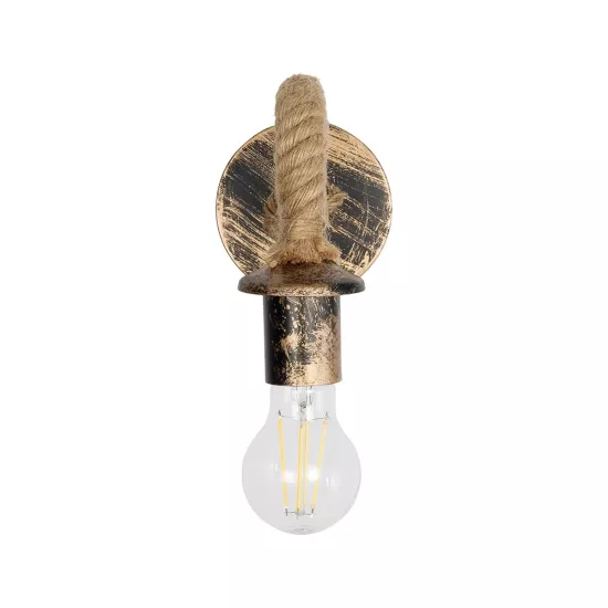 DAKER 01184 Vintage Επιτοίχιο Φωτιστικό Απλίκα Μονόφωτο 1 x E27 IP20 Χάλκινο Μέταλλο Με Μπεζ Σχοινί - Μ21 x Π12 x Υ16cm DAKER 01184 Vintage Επιτοίχιο Φωτιστικό Απλίκα Μονόφωτο 1 x E27 IP20 Χάλκινο Μέταλλο Με Μπεζ Σχοινί - Μ20 x Π10 x Υ15cm