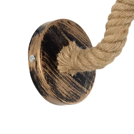 DAKER 01184 Vintage Επιτοίχιο Φωτιστικό Απλίκα Μονόφωτο 1 x E27 IP20 Χάλκινο Μέταλλο Με Μπεζ Σχοινί - Μ21 x Π12 x Υ16cm DAKER 01184 Vintage Επιτοίχιο Φωτιστικό Απλίκα Μονόφωτο 1 x E27 IP20 Χάλκινο Μέταλλο Με Μπεζ Σχοινί - Μ20 x Π10 x Υ15cm