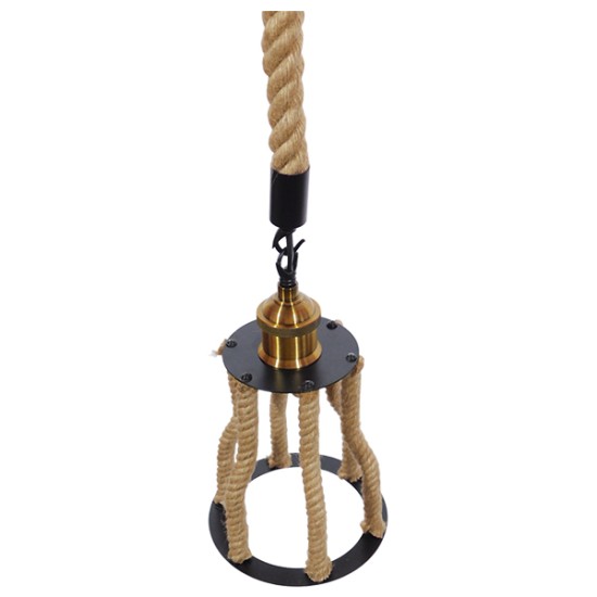 LANTERN 01186 Vintage Κρεμαστό Φωτιστικό Ανάρτηση Μονόφωτο 1 x E27 IP20 Μαύρο & Χρυσό Μέταλλο με Μπεζ Σχοινί - Μ15 x Π15 x Υ24cm LANTERN 01186 Vintage Κρεμαστό Φωτιστικό Ανάρτηση Μονόφωτο 1 x E27 IP20 Μαύρο & Χρυσό Μέταλλο με Μπεζ Σχοινί - Μ15 x Π15 x Υ24cm