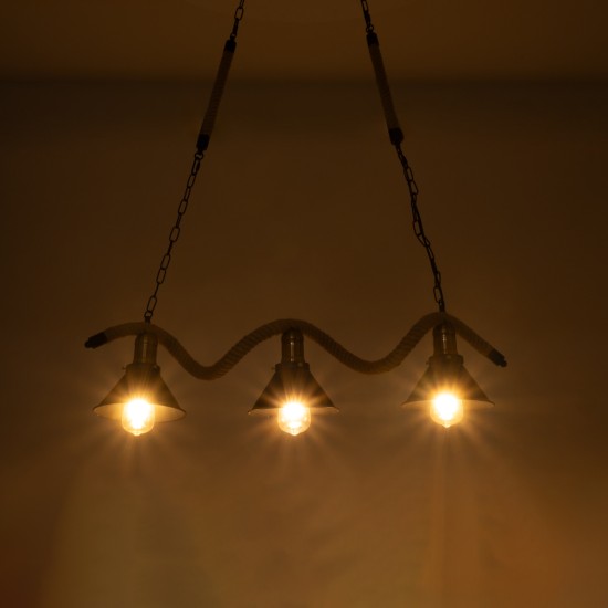 TYMEN 01189 Boho Κρεμαστό Φωτιστικό Οροφής με Ντουί 3 x E27 AC 220-240V IP20 - Μαύρο & Μπεζ - Μ85 x Π18.5 x Υ20cm