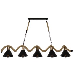 TYMEN 01190 Vintage Κρεμαστό Φωτιστικό Οροφής με Ντουί 5 x E27 AC 220-240V IP20 - Μαύρο & Μπεζ - Μ150 x Π22 x Υ23cm