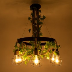 HELLET 01193 Vintage Κρεμαστό Φωτιστικό Οροφής με Ντουί 6 x E27 AC 220-240V IP20 - Μαύρο & Πράσινο - Μ72 x Π72 x Υ80cm