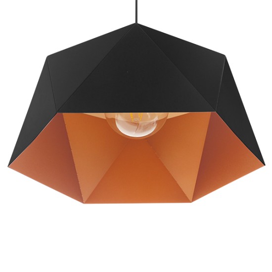 HEXAGON 01195 Μοντέρνο Κρεμαστό Φωτιστικό Οροφής με Ντουί 1 x E27 AC 220-240V IP20 - Μαύρο & Χρυσό - Μ46 x Π46 x Υ25cm HEXAGON 01195 Μοντέρνο Κρεμαστό Φωτιστικό Οροφής με Ντουί 1 x E27 AC 220-240V IP20 - Μαύρο & Χρυσό - Μ46 x Π46 x Υ25cm