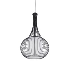 LILY 01198 Μοντέρνο Κρεμαστό Φωτιστικό Οροφής με Ντουί 1 x E27 AC 220-240V IP20 - Μαύρο & Λευκό - Μ30 x Π30 x Υ50cm