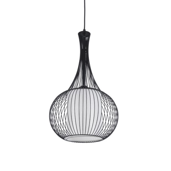 LILY 01198 Μοντέρνο Κρεμαστό Φωτιστικό Οροφής με Ντουί 1 x E27 AC 220-240V IP20 - Μαύρο & Λευκό - Μ30 x Π30 x Υ50cm