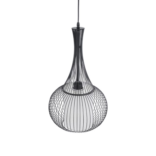 LILY 01198 Μοντέρνο Κρεμαστό Φωτιστικό Οροφής με Ντουί 1 x E27 AC 220-240V IP20 - Μαύρο & Λευκό - Μ30 x Π30 x Υ50cm