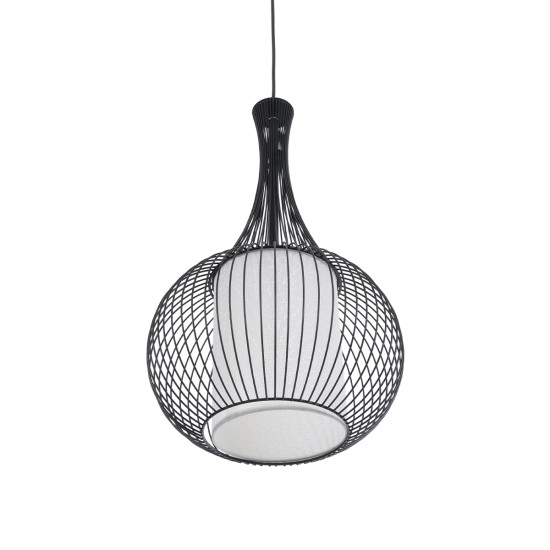 LILY 01198 Μοντέρνο Κρεμαστό Φωτιστικό Οροφής με Ντουί 1 x E27 AC 220-240V IP20 - Μαύρο & Λευκό - Μ30 x Π30 x Υ50cm