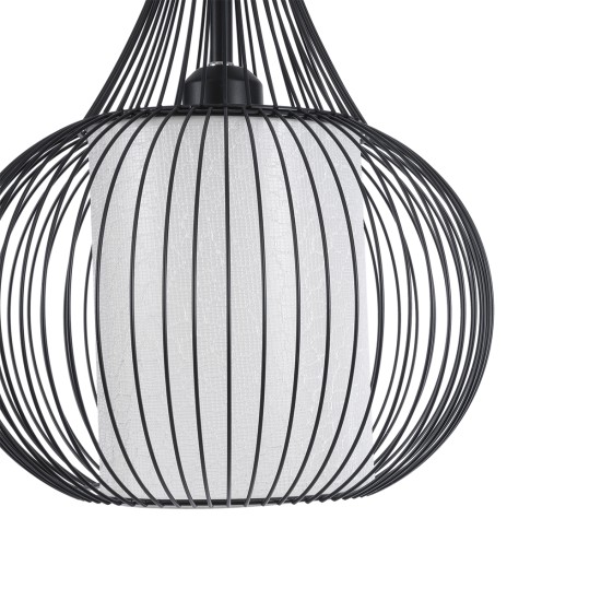 LILY 01198 Μοντέρνο Κρεμαστό Φωτιστικό Οροφής με Ντουί 1 x E27 AC 220-240V IP20 - Μαύρο & Λευκό - Μ30 x Π30 x Υ50cm