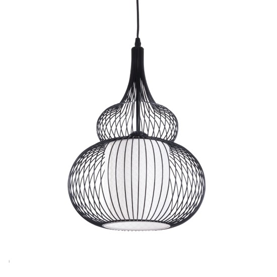 LILY 01199 Μοντέρνο Κρεμαστό Φωτιστικό Οροφής με Ντουί 1 x E27 AC 220-240V IP20 - Μαύρο & Λευκό - Μ31 x Π31 x Υ42cm