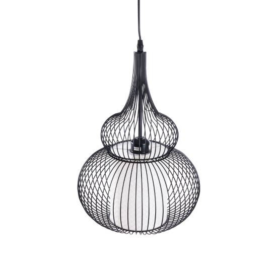 LILY 01199 Μοντέρνο Κρεμαστό Φωτιστικό Οροφής με Ντουί 1 x E27 AC 220-240V IP20 - Μαύρο & Λευκό - Μ31 x Π31 x Υ42cm