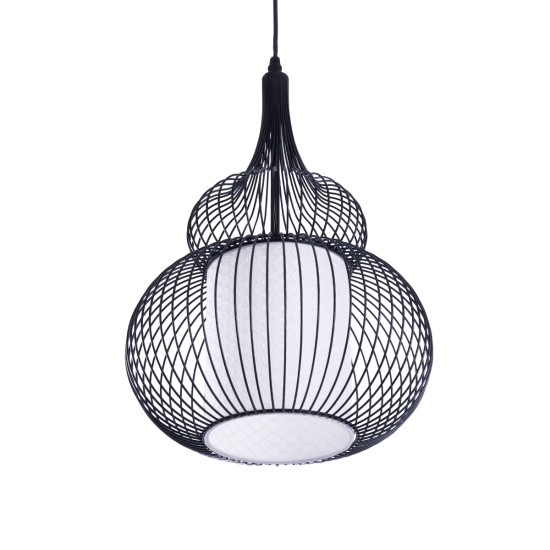 LILY 01199 Μοντέρνο Κρεμαστό Φωτιστικό Οροφής με Ντουί 1 x E27 AC 220-240V IP20 - Μαύρο & Λευκό - Μ31 x Π31 x Υ42cm