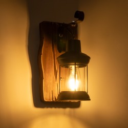 BRASRA 01204 Vintage Φωτιστικό Τοίχου - Απλίκα με Ντουί 1 x E27 AC 220-240V IP20 - Καφέ & Μαύρο - Μ15 x Π20 x Υ30cm
