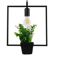 FLOWERPOT 10001211 Μοντέρνο Κρεμαστό Φωτιστικό Οροφής Μονόφωτο 1 x E27 Μαύρο Μεταλλικό με Διακοσμητικό Φυτό Φ30 x Y30cm