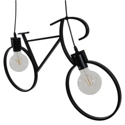 BIKE BLACK 01213 Vintage Κρεμαστό Φωτιστικό Οροφής Δίφωτο 2 x E27 Μαύρο Μεταλλικό Μ67 x Π5x Υ41cm