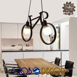 BIKE BLACK 01213 Vintage Κρεμαστό Φωτιστικό Οροφής Δίφωτο 2 x E27 Μαύρο Μεταλλικό Μ67 x Π5x Υ41cm