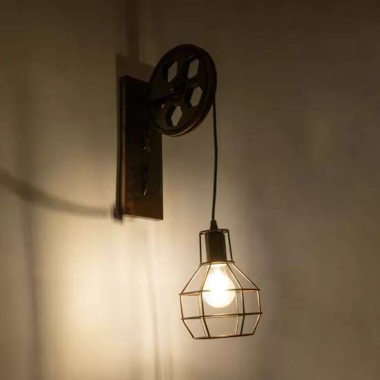 RYDON 01216 Vintage Φωτιστικό Τοίχου - Απλίκα με Ντουί 1 x E27 AC 220-240V IP20 - Χάλκινο Εφέ Σκουριάς - Μ15 x Π24 x Υ70cm