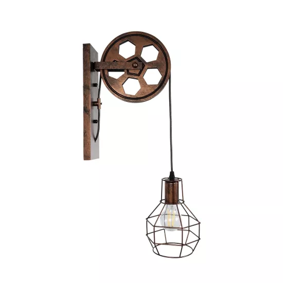 RYDON 01216 Vintage Φωτιστικό Τοίχου - Απλίκα με Ντουί 1 x E27 AC 220-240V IP20 - Χάλκινο Εφέ Σκουριάς - Μ15 x Π24 x Υ70cm