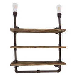 ENIMAS 01217 Vintage Φωτιστικό Τοίχου - Απλίκα με Ντουί 2 x E27 AC 220-240V IP20 - Χάλκινο & Καφέ - Μ65 x Π23 x Υ76cm