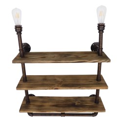 ENIMAS 01217 Vintage Φωτιστικό Τοίχου - Απλίκα με Ντουί 2 x E27 AC 220-240V IP20 - Χάλκινο & Καφέ - Μ65 x Π23 x Υ76cm