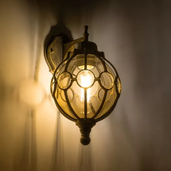 ETOILE 01227 Vintage Επιτοίχιο Φωτιστικό Απλίκα Μονόφωτο 1 x E27 IP20 Μπρούτζινο Μέταλλο με Μελί Γυαλί - Μ19 x Π21 x Υ34cm