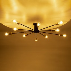 OLINDA 01244 Μοντέρνο Φωτιστικό Οροφής με Ντουί 10 x E27 AC 220-240V IP20 - Μαύρο & Χρυσό - Μ102 x Π102 x Υ17cm