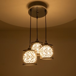 RAINELDA 01246 Μοντέρνο Κρεμαστό Φωτιστικό Οροφής με Ντουί 3 x E27 AC 220-240V IP20 - Μαύρο & Λευκό - Μ35 x Π35 x Υ110cm