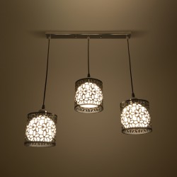 RAINELDA 01247 Μοντέρνο Κρεμαστό Φωτιστικό Οροφής με Ντουί 3 x E27 AC 220-240V IP20 - Μαύρο & Λευκό - Μ60 x Π15 x Υ19cm