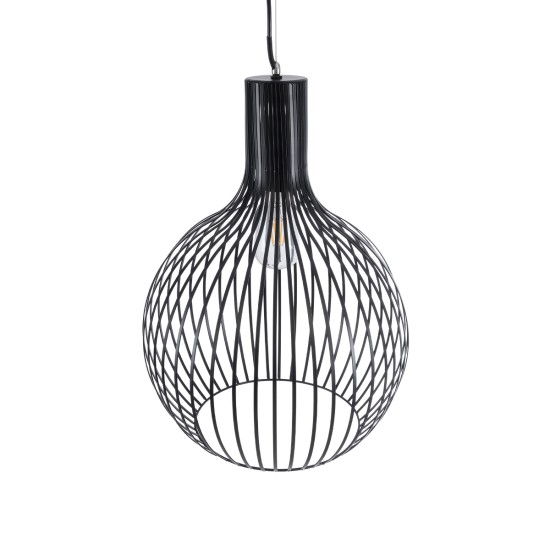 SCANDI 01266 Μοντέρνο Κρεμαστό Φωτιστικό Οροφής με Ντουί 1 x E27 AC 220-240V IP20 - Μαύρο - Μ38 x Π38 x Υ50cm