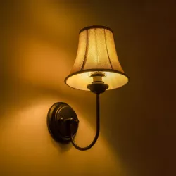 SHELLY 01299 Vintage Φωτιστικό Τοίχου - Απλίκα με Ντουί 1 x E27 AC 220-240V IP20 - Μαύρο & Μπεζ - Μ13 x Π18 x Υ34cm