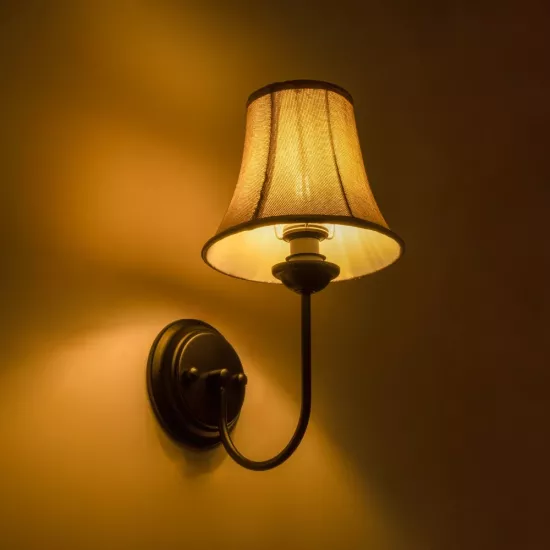 SHELLY 01299 Vintage Φωτιστικό Τοίχου - Απλίκα με Ντουί 1 x E27 AC 220-240V IP20 - Μαύρο & Μπεζ - Μ13 x Π18 x Υ34cm