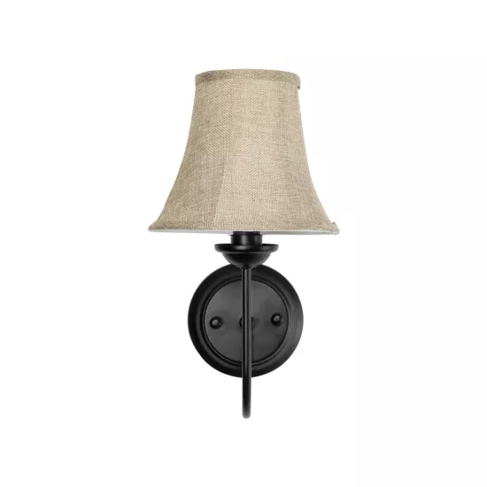 SHELLY 01299 Vintage Φωτιστικό Τοίχου - Απλίκα με Ντουί 1 x E27 AC 220-240V IP20 - Μαύρο & Μπεζ - Μ13 x Π18 x Υ34cm