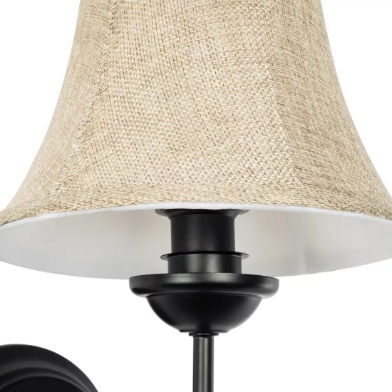 SHELLY 01299 Vintage Φωτιστικό Τοίχου - Απλίκα με Ντουί 1 x E27 AC 220-240V IP20 - Μαύρο & Μπεζ - Μ13 x Π18 x Υ34cm