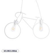 BIKE WHITE 01300 Vintage Κρεμαστό Φωτιστικό Οροφής Δίφωτο 2 x E27 Λευκό Μεταλλικό Μ67 x Π1.5 x Υ41cm