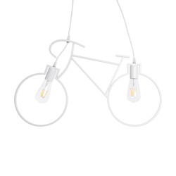 BIKE WHITE 01300 Vintage Κρεμαστό Φωτιστικό Οροφής Δίφωτο 2 x E27 Λευκό Μεταλλικό Μ67 x Π1.5 x Υ41cm