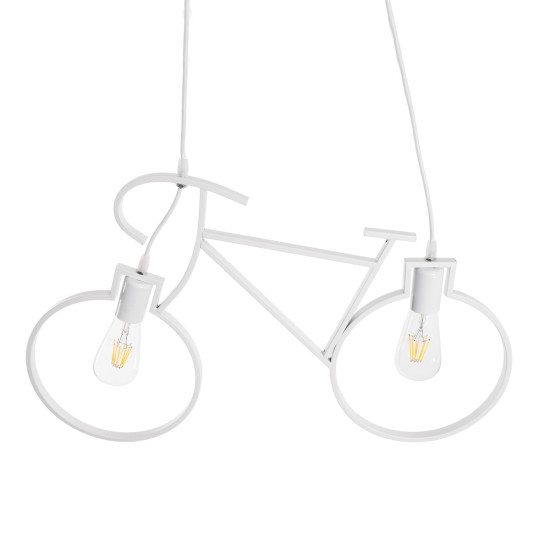 BIKE WHITE 01300 Vintage Κρεμαστό Φωτιστικό Οροφής Δίφωτο 2 x E27 Λευκό Μεταλλικό Μ67 x Π1.5 x Υ41cm