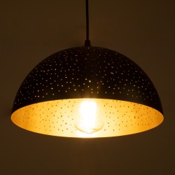 SOLANA 01301 Μοντέρνο Κρεμαστό Φωτιστικό Οροφής με Ντουί 1 x E27 AC 220-240V IP20 - Μαύρο & Χρυσό - Μ30 x Π30 x Υ15cm