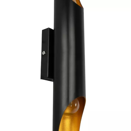 ESTERINA 01302 Μοντέρνο Φωτιστικό Τοίχου - Απλίκα με Ντουί 2 x E27 AC 220-240V IP20 - Μαύρο & Χρυσό - Μ5.5 x Π8 x Υ60cm